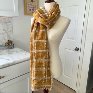 Madewell Cotton/Wool Raw Fringe Trim Printed Multi Functional Scarf